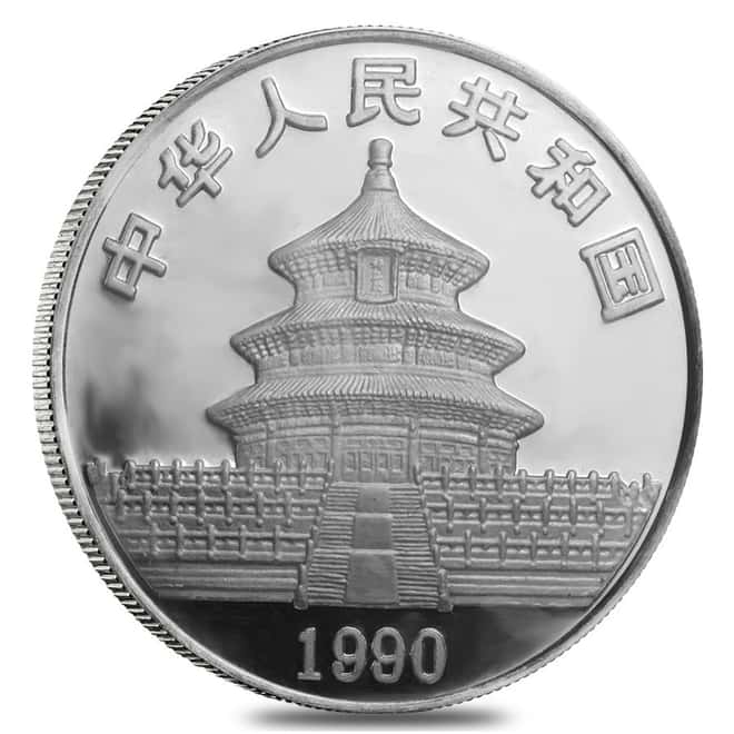 1990 1 oz Chinese Silver Panda BU In Cap
