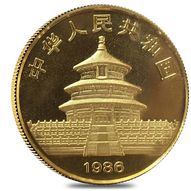 1986 China 1 oz 100 Yuan Gold Panda Coin BU (Sealed)