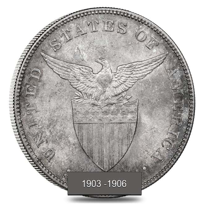 1903-1906 Philippines 1 Peso 90% Silver Coin Circulated (Random)