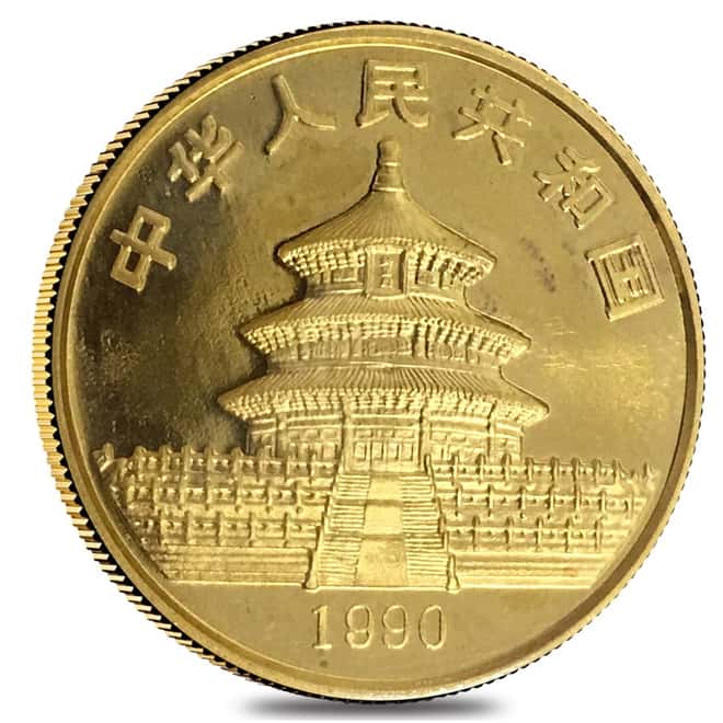 1990 1/2 oz Chinese Gold Panda 50 Yuan Large Date BU (Sealed)