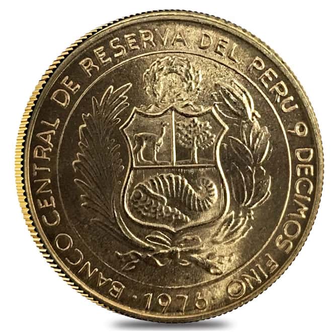 1976 Peru 1/2 Sol Battle of Ayacucho Gold Coin BU AGW .2705 oz