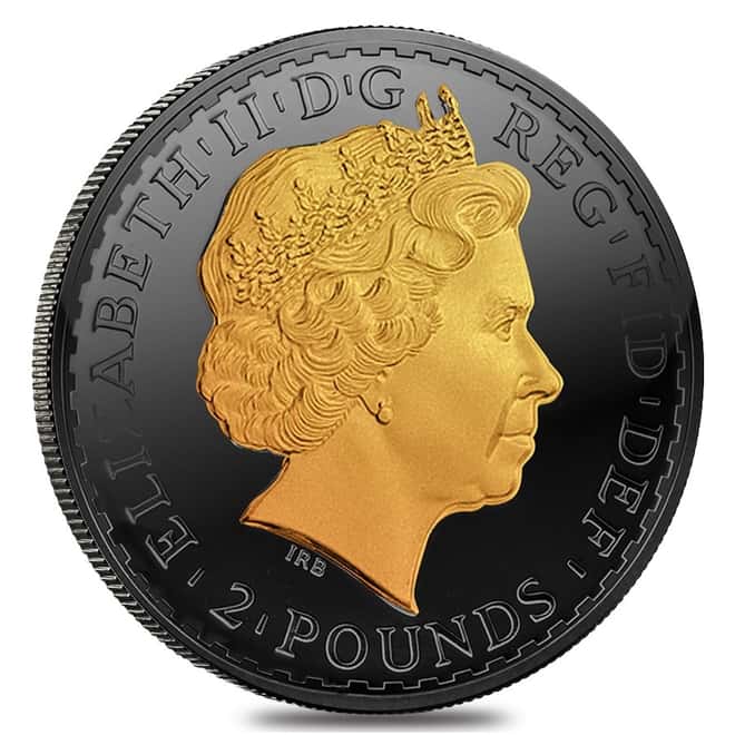 2018 Great Britain 1 oz Silver Britannia Coin .999 Fine Black Ruthenium 24K Gold Edition (w/Box & COA)