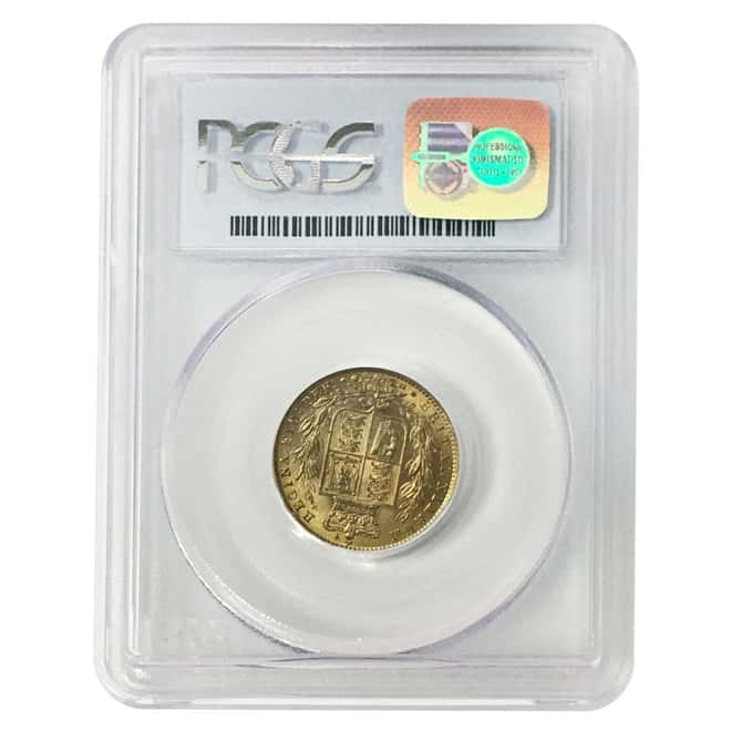 1871 British Gold Sovereign Victoria Young Head Shield PCGS MS 64