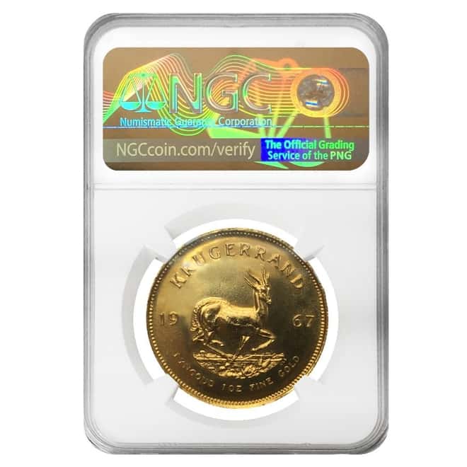 1967 1 oz South African Krugerrand Gold Coin NGC MS 65