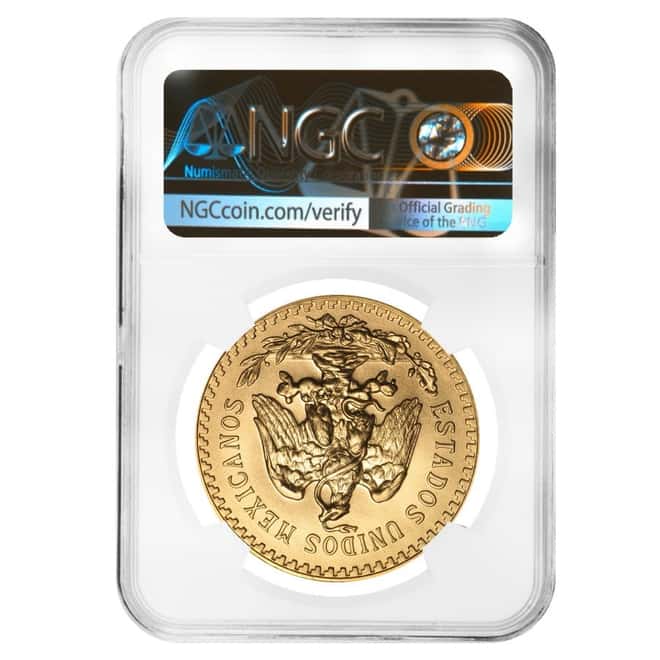1947 Mexico 50 Pesos Gold Coin NGC MS 68