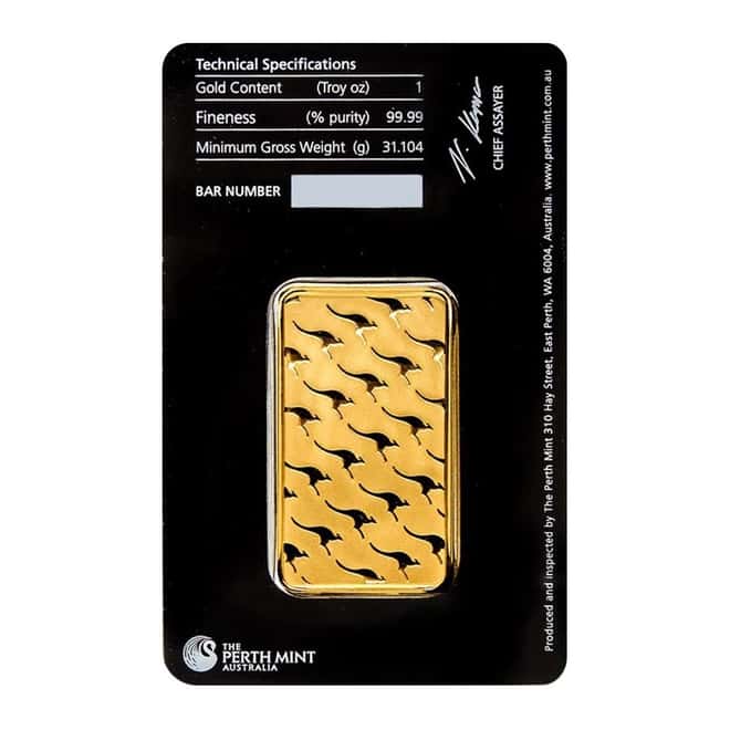 1 oz Perth Mint Gold Bar .9999 Fine (In Assay)