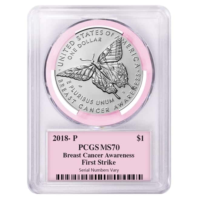 2018 P Breast Cancer Awareness Silver Dollar Commemorative PCGS MS 70 First Strike