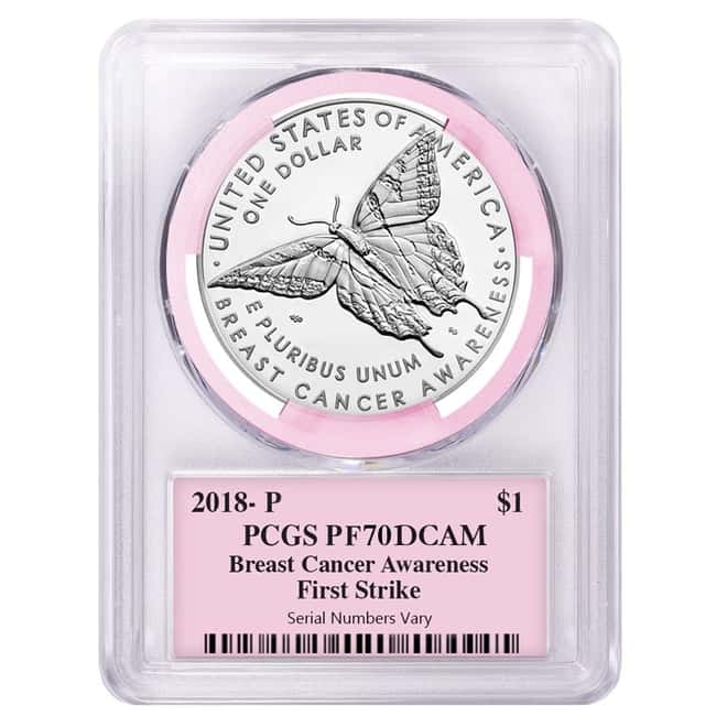 2018 P Breast Cancer Awareness Proof Silver Dollar Commemorative PCGS PF 70 First Strike