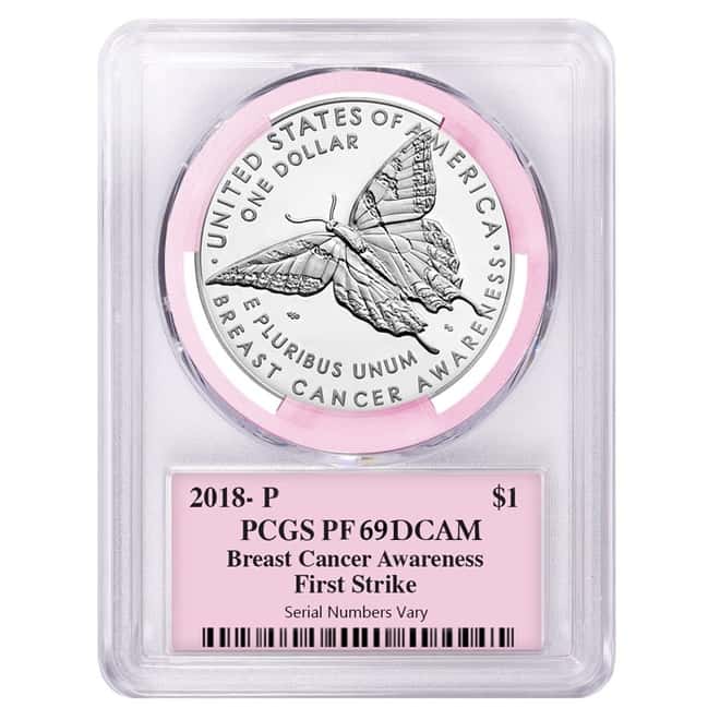2018 P Breast Cancer Awareness Proof Silver Dollar Commemorative PCGS PF 69 First Strike