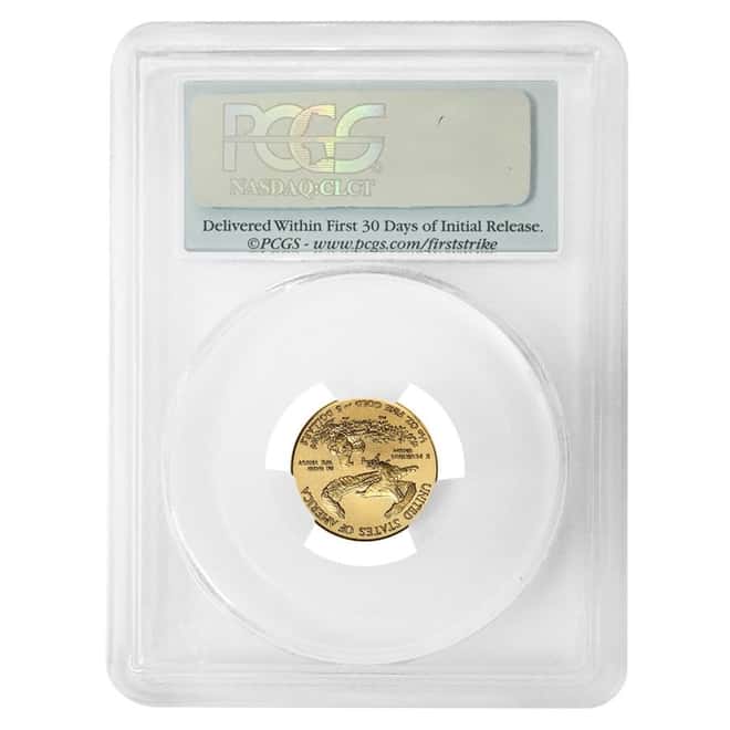 2015 1/10 oz $5 Gold American Eagle PCGS MS 70 First Strike Wide Reeds