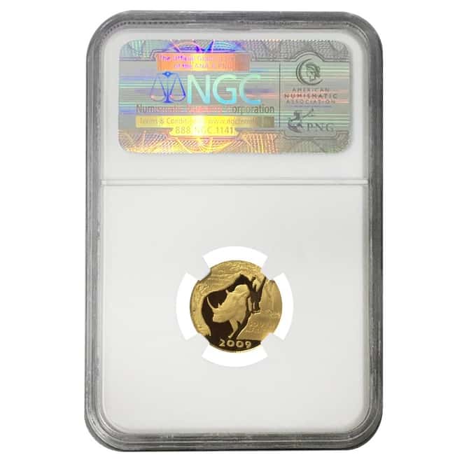 2009 1/10 oz Proof Gold South Africa Natura White Rhinoceros NGC PF 69 UCAM