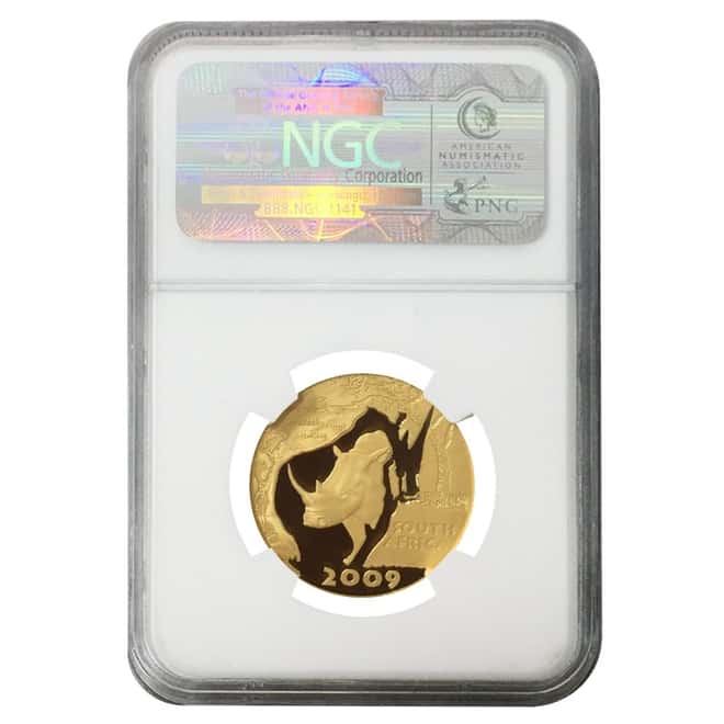 2009 1/2 oz Proof Gold South Africa Natura White Rhinoceros NGC PF 69 UCAM