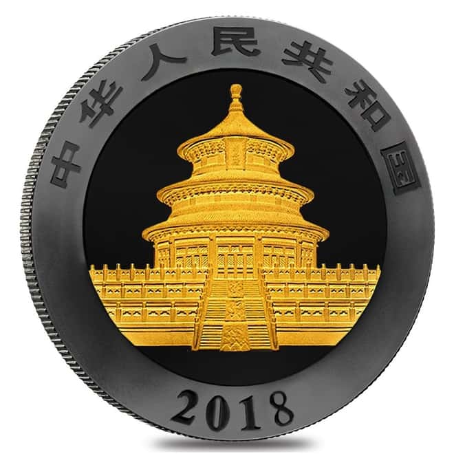 2018 30 gram Chinese Silver Panda 10 Yuan .999 Fine Black Ruthenium 24K Gold Edition (w/Box & COA)