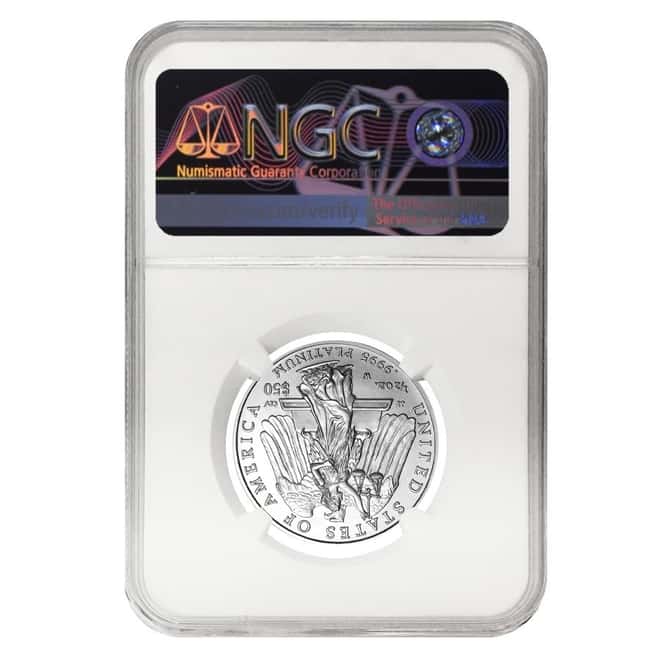 2008 W 1/2 oz $50 Burnished Platinum American Eagle NGC MS 70