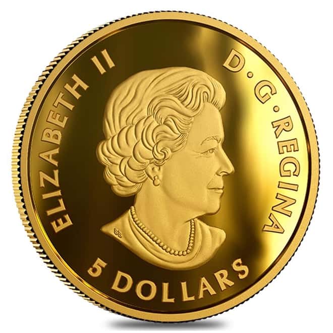 2015 1/10 oz Gold Canadian Sabre-Tooth Cat $5 Proof Coin .9999 Fine (w/Box & COA)