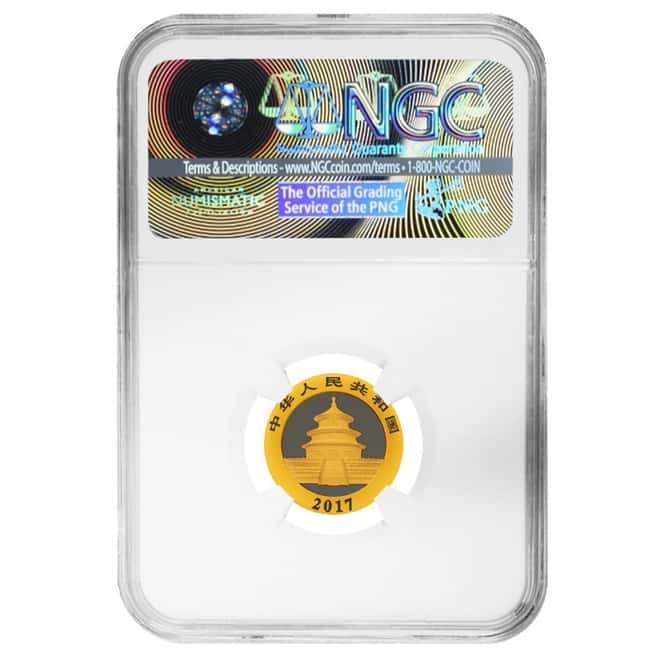 2017 3 gram Chinese Gold Panda 50 Yuan NGC MS 69 Early Releases