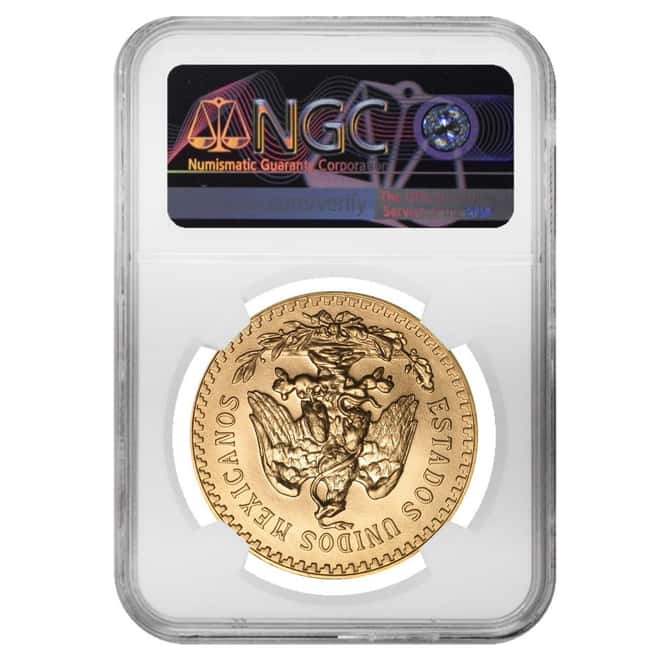 1947 Mexico 50 Pesos Gold Coin NGC MS 69