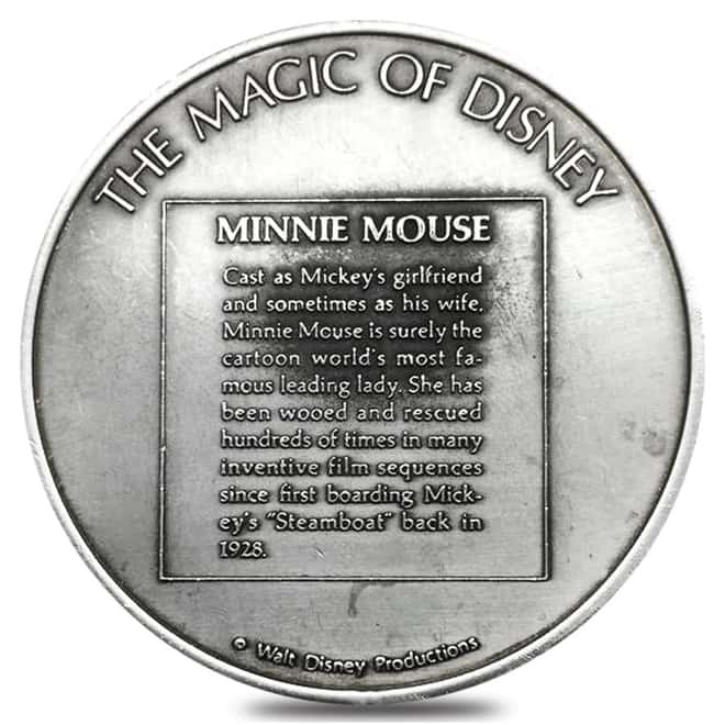 The Magic of Disney Minnie Mouse 2.33 oz Sterling Silver .925 High Relief Rare Medal