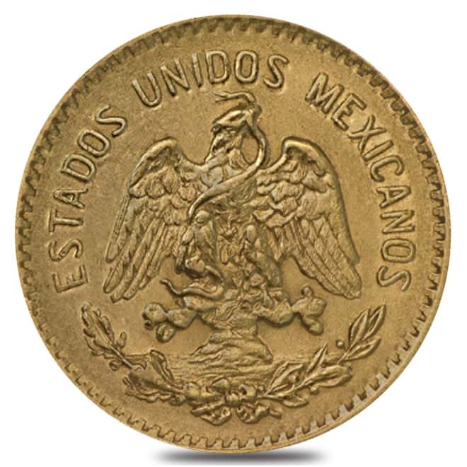 1918 Mexico 5 Pesos Gold Coin Avg Circ AGW .1206 oz