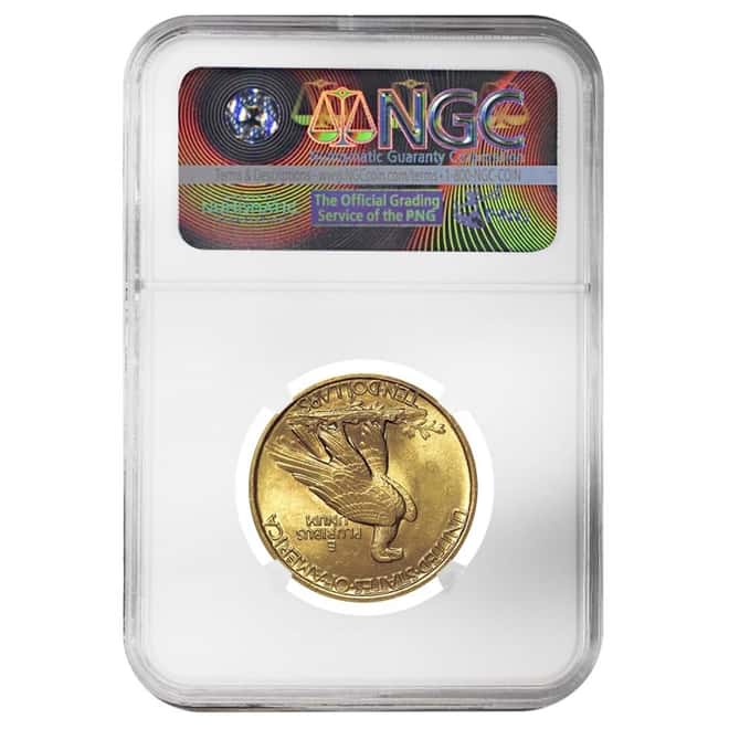 1908 $10 Indian Head Gold Eagle No Motto NGC MS 61
