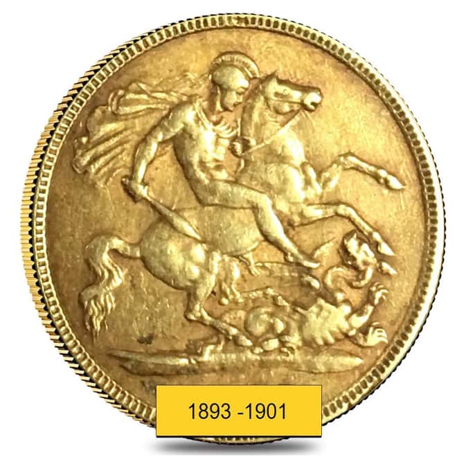 1893-1901 British Gold Half Sovereign Victoria Veil Head Avg Circ