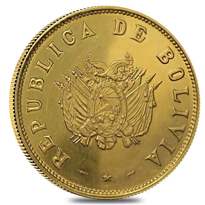 1952 Bolivia 35 Gramos Revolution Gold Medal Avg Circ