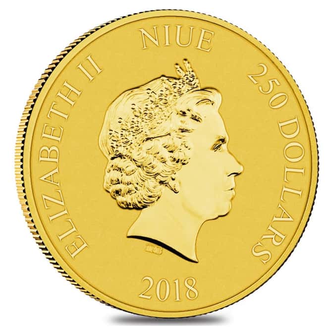 2018 1 oz Niue Gold $250 Disney Scrooge McDuck BU In Cap