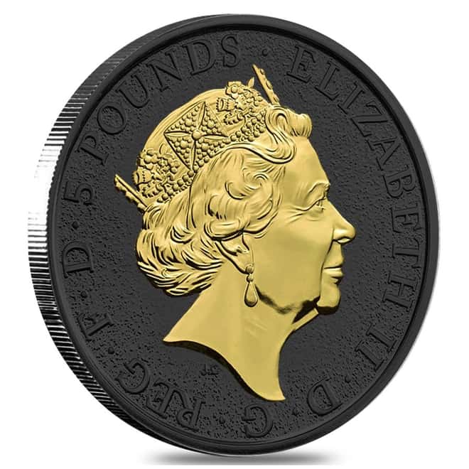 2018 Great Britain 2 oz Silver Queen's Beast (Unicorn) Coin .9999 Fine Black Ruthenium 24K Gold Edition (w/Box & COA)