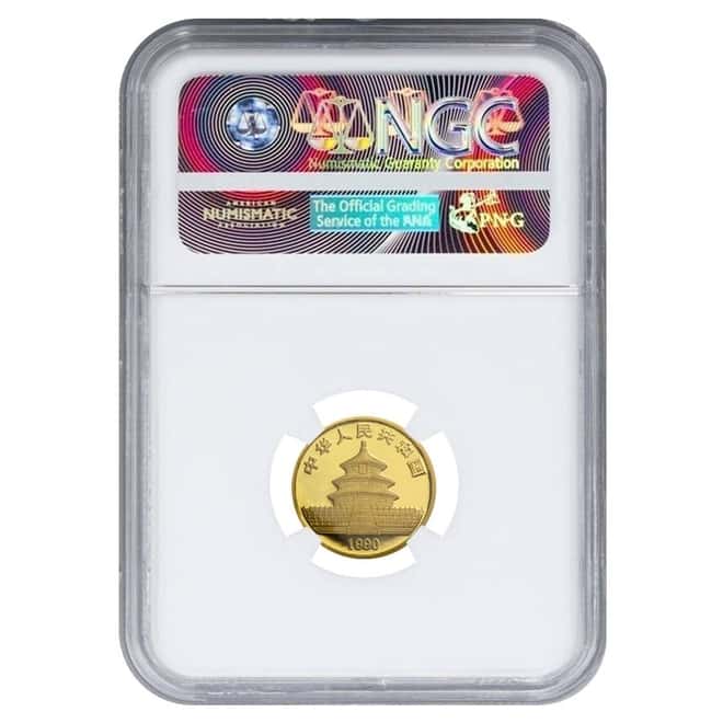 1990 1/10 oz Chinese Gold Panda 10 Yuan NGC MS 69