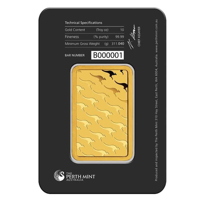 10 oz Perth Mint Gold Bar .9999 Fine