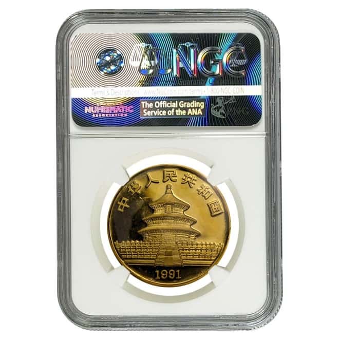 1991 1 oz China Gold Panda 100 Yuan NGC MS 63