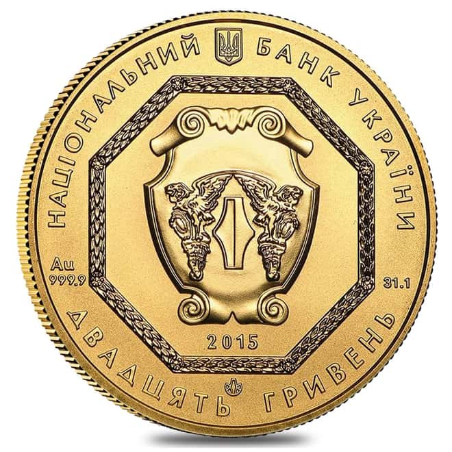 2015 Ukraine 1 oz Gold Archangel Michael Coin In Cap