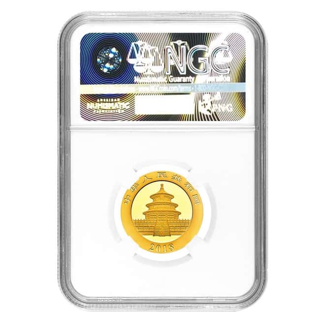 2018 3 Gram Chinese Gold Panda 50 Yuan NGC MS 69 Early Releases 