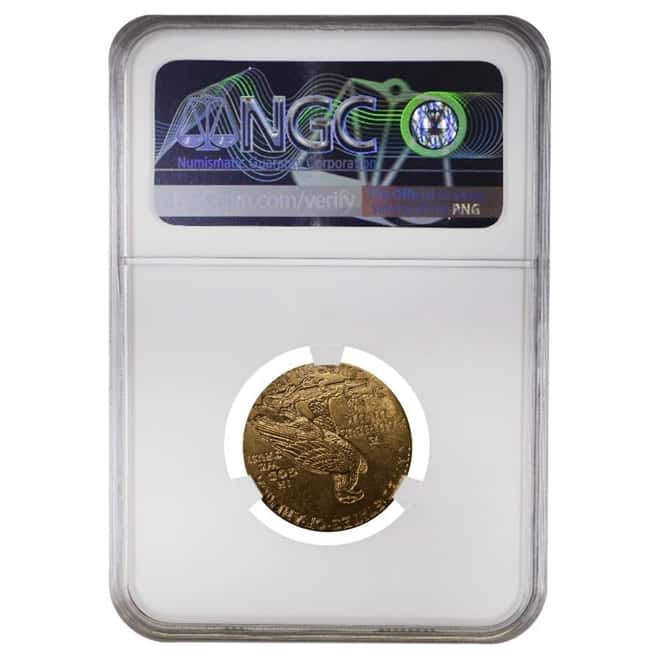 1915 $5 Indian Head Half Eagle Gold Coin NGC AU 58