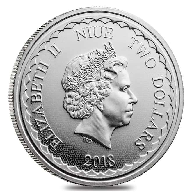 2018 1 oz Niue Silver $2 Double Dragon BU