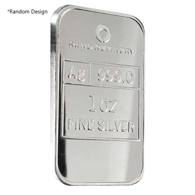 1 oz Rand Refinery Silver Bar .999 Fine Random Design