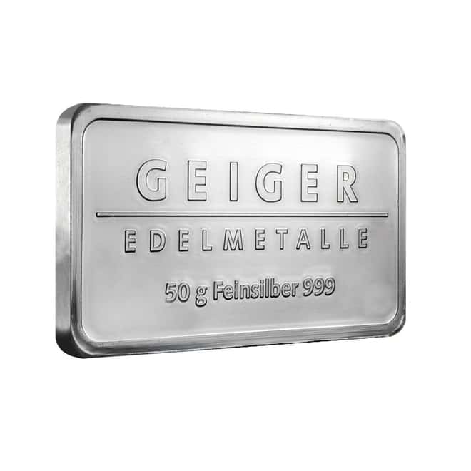 50 gram Geiger Security Line Silver Bar .999 Fine (Sealed)