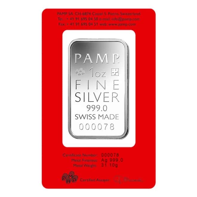 Box of 25 - 1 oz PAMP Suisse True Happiness Silver Bar (In Assay)