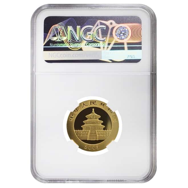 2003 1/4 oz Chinese Gold Panda 100 Yuan Frosted Bamboo NGC MS 69