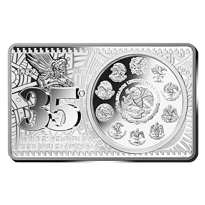 2017 Mexico 3 oz Silver 35th Anniv of the Libertad Coin & Bar Set (w/Box & COA)