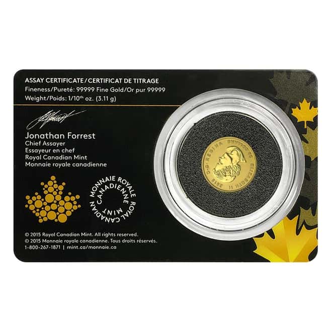 2015 1/10 oz Canadian Gold Howling Wolf - Call of the Wild $20 .99999 Fine Gold (In Assay)