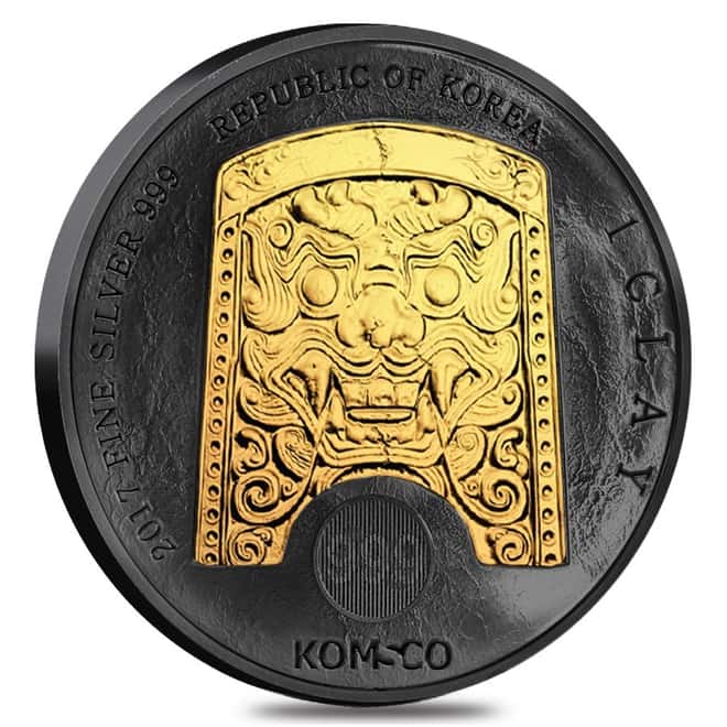 2018 1 oz South Korea Silver Chiwoo Cheonwang Medal Black Ruthenium 24K Gold Edition (w/Box & COA)
