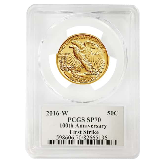 2016 1/2 oz Walking Liberty Half Dollar Centennial Gold Coin PCGS SP 70 First Strike
