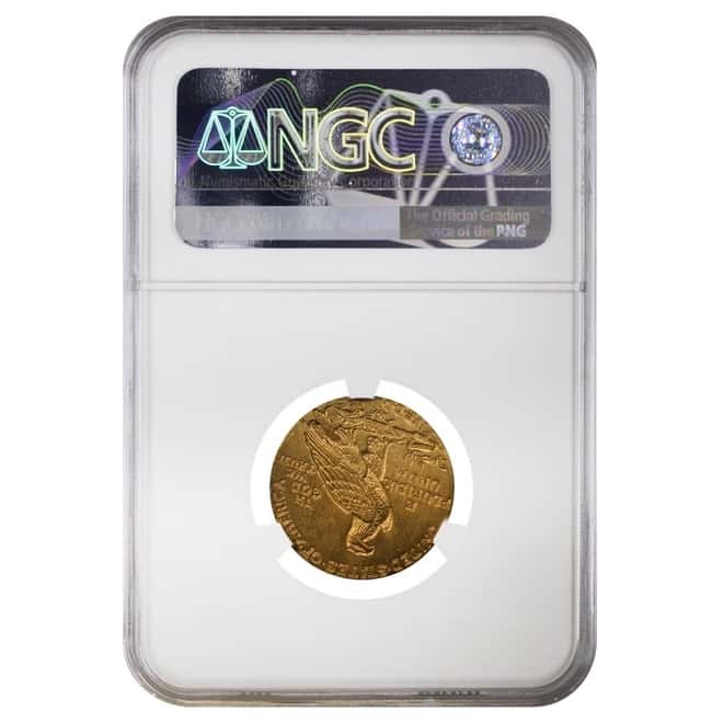 1909 D $5 Indian Head Half Eagle Gold Coin NGC UNC Details