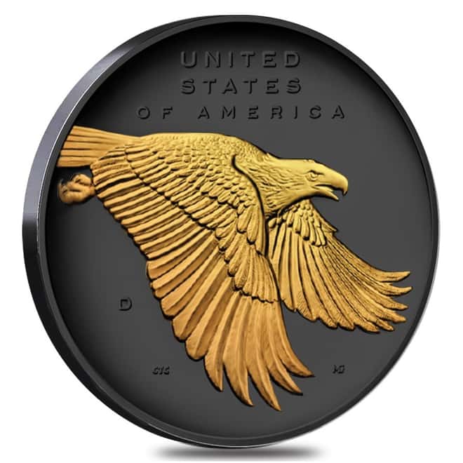 2017 D 1 oz American Liberty Uncirculated Silver Medal .9999 Fine Black Ruthenium 24K Gold Edition (w/Box & COA)