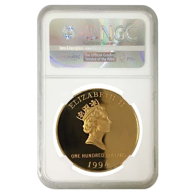 1994 Bermuda $100 Royal Visit Proof Gold Coin NGC PF 68 UCAM 