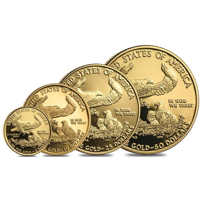 2019-W 1.85 oz Proof Gold American Eagle 4-Coin Set (w/Box & COA) 