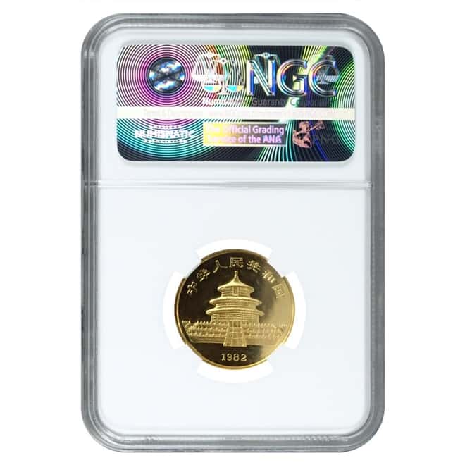 1982 1/4 oz Chinese Gold Panda Medal NGC MS 62