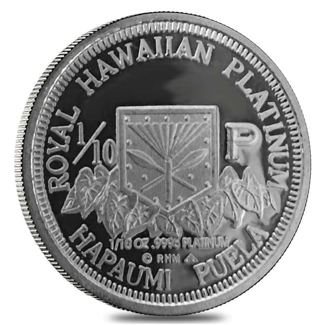 1997 1/10 oz Hawaiian King Kalakaua I Proof Platinum Puela 
