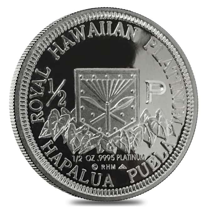 1997 1/2 oz Hawaiian King Kalakaua I Proof Platinum Puela